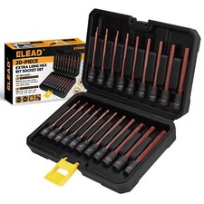 "	Extra-Long Allen Hex Bit Socket Set 20-Piece SAE  Metric 3/8"" Drive	"