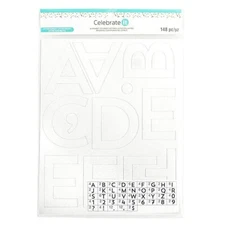 Celebrate it Entertaining ALPHABET & NUMBER Stickers - White, 148 pcs 