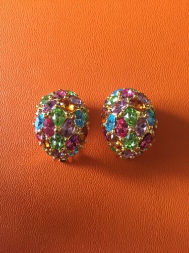 Kenneth Jay Lane KJL Tutti Frutti Crystal Earrings