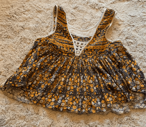 87- Free People Lucky Coin BOHO PRINT Swing Babydoll Tank Top - Bild 5 von 7