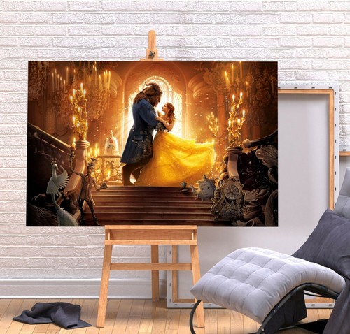 BEAUTY AND BEAST 1-FRAMED CANVAS WALL ART KIDS CARTOON PICTURE PAPER PRINT - Picture 2 of 15