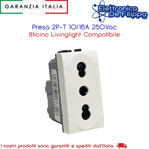 Presa 2P-T 10/16A 250Vac Bticino Livinglight Compatibile - Foto 1 di 2