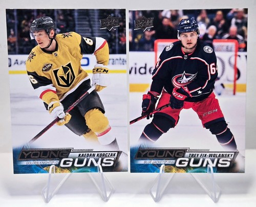 2 card lot 2022-23 UD Young Guns rookie RC Kaedan Korczak and Trey Fix Wolansky