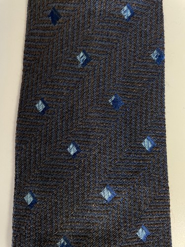 Brown Gray Blue Herringbone CORNELIANI Wool Silk Tie Italy - Picture 4 of 8