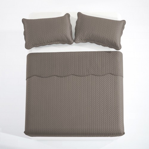 3 Stück Beige Gesteppt Geprägt Tagesdecke Queen King Size Bettdecke Bettüberwurf Set - Bild 13 von 35