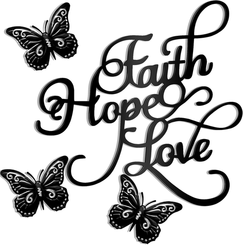 4 Pcs Faith Hope Love Metal Wall Decor – Rustic Inspirational Home Sign Art - Picture 12 of 12