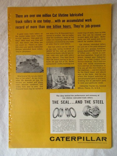 Vintage 1962 CAT Caterpillar Track Rollers Print AD Advertisement 8x11 - 第 1/1 張圖片