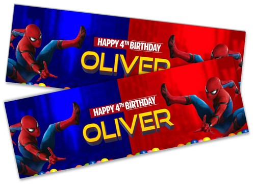 x2 Personalisierte Geburtstagsbanner Spiderman Kinder Party Deko Poster 3 - Bild 3 von 4
