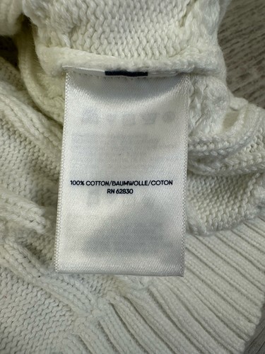 Lands End Drifter Sweater White Knit Woven Fisherman Mens Tag Size 2X 20-22W - Picture 15 of 22