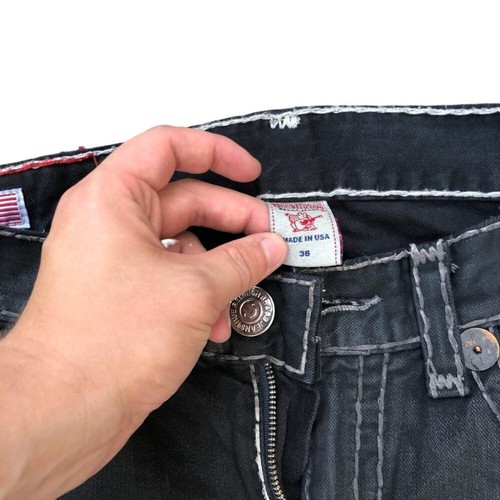 Jeans True Religion vintage talla 36 RICKY SUPER T denim recubierto de cera - Imagen 3 de 8