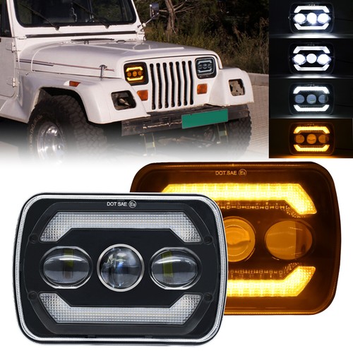 2pcs 5x7 7x6 LED Headlights Hi Lo Beam for Chevrolet Jeep Comanche MJ 1986-1992 - Picture 2 of 11