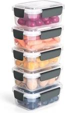 YORY 3 Cup Plastic Food Storage Containers with Lids Nestable Freezer Dishwasher