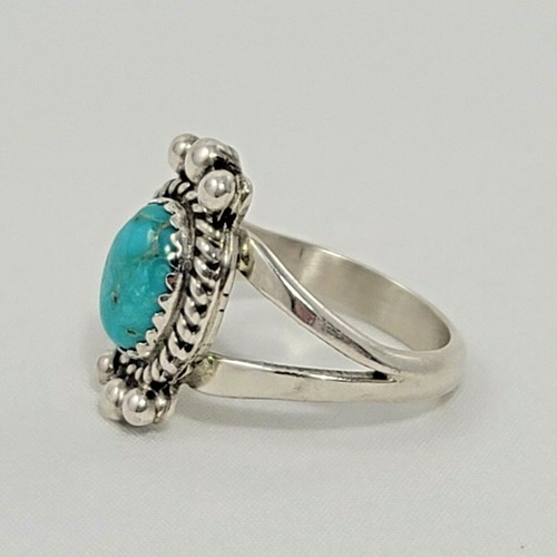 Anello Argento Sterling e Turchese dell'Artista Navajo Lenora Begay Donna Taglia 5,75 - Foto 2 di 11