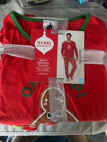 Men's Sleepwear Holiday Pajama 2 piece set Oh Snap! Men's Large Merry Moments - Picture 1 of 3