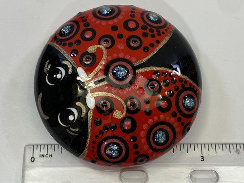 Ladybug Mandala - Hand Painted Handmade Stone - By JaDeL #14 - Picture 3 of 5