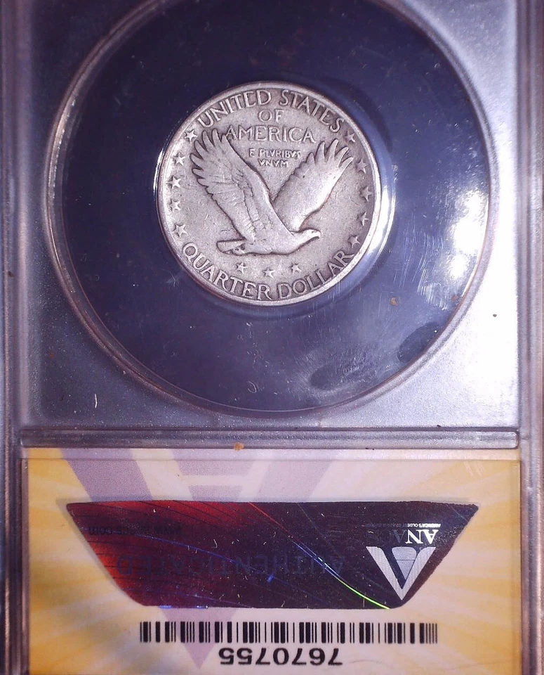 1927-S   Standing Liberty Quarter, ANACS F12, KEY DATE, Issue Free - Image 2 of 2