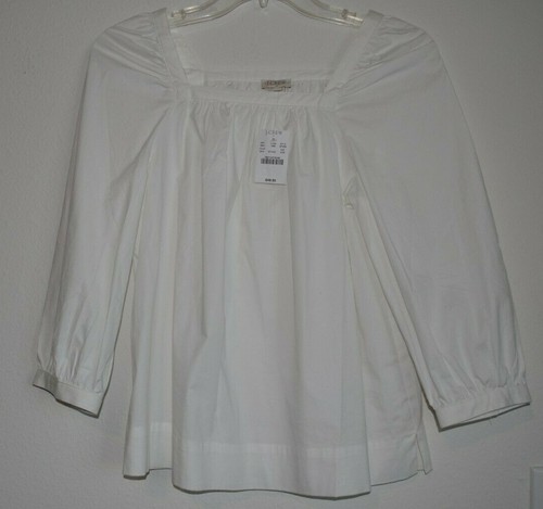 NWT J Crew Square Neck Top Cotton Blend Blouse White Size XXS - Picture 1 of 3
