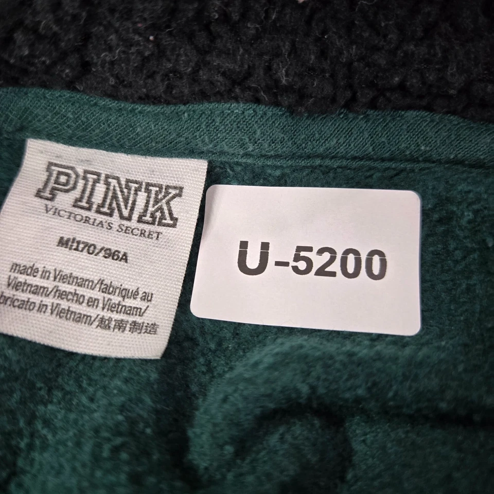 Moletom feminino rosa Victoria's Secret verde médio com capuz cordão de lã - Imagem 2 de 4