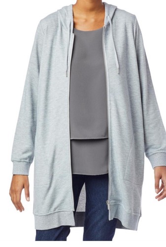DG2 Diane Gilman DG Downtime Elongated Zip Front Hoodie French Terry Pink Small - Picture 6 of 12