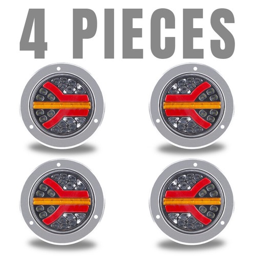 2X 4"inch Round LED Truck Trailer Stop Turn Tail Brake Lights Waterproof 24-LED - Foto 16 di 17