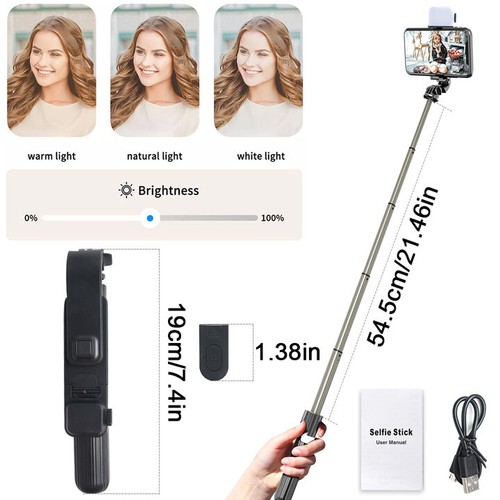 360° Selfie Stick Tripod w/Wireless Remote Bluetooth for iPhone 12 13 14 Pro Max - Bild 5 von 12