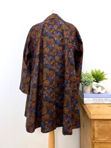 AQUASCUTUM Autumn Floral Vintage Cotton Coat UK 10 USA 6 ITA 40 Medium Liberty - Picture 15 of 16