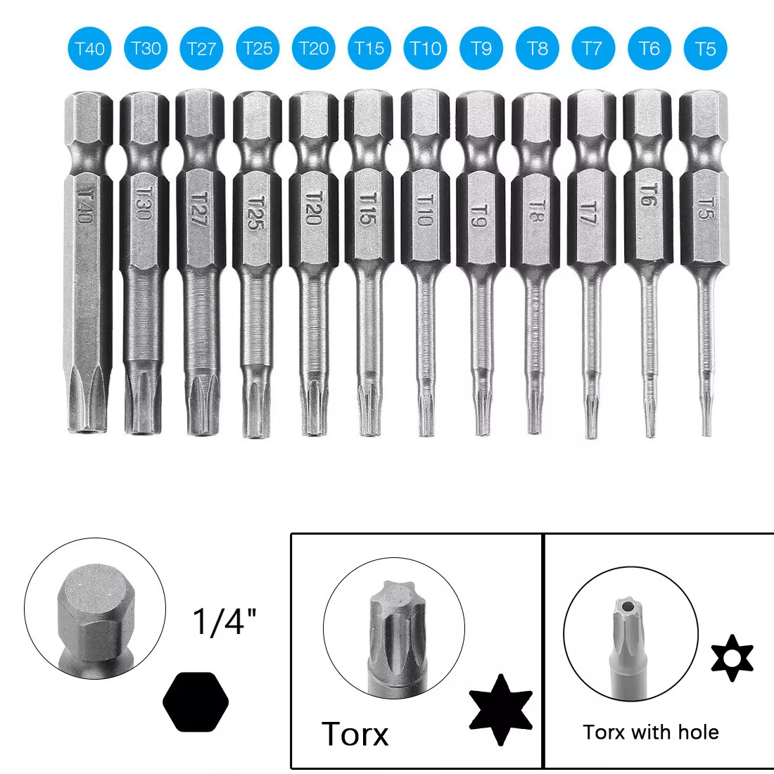 Torx Screwdriver Bit Magnetic Head Security Tamper Proof Star 1 4 Inch Hex Shank