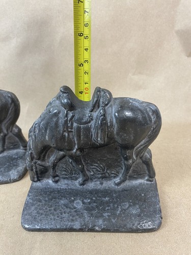 Vintage Cast Iron Horse Book Ends Grazing Lot Of Two HEAVY 5” X 4.5” - Picture 10 of 11