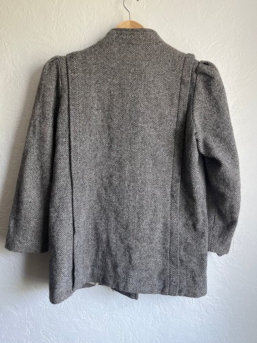 Vintage Mark Up CA Herringbone Tweed Winter Wool Coat size 14 USA made - Picture 6 of 8