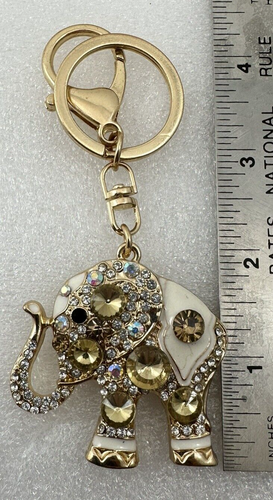 Goldfarbenes Metall ~ Strass "Elefant" ~ Glitzer ~ Schlüsselanhänger ~ Geldbörse ~ Trunk Up - Bild 6 von 9
