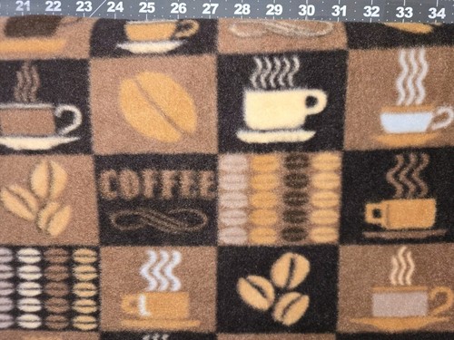 COFFEE CUPS JAVA LATTE BROWN FLEECE FABRIC 108" X 60" 3 YARDS - Picture 2 of 2