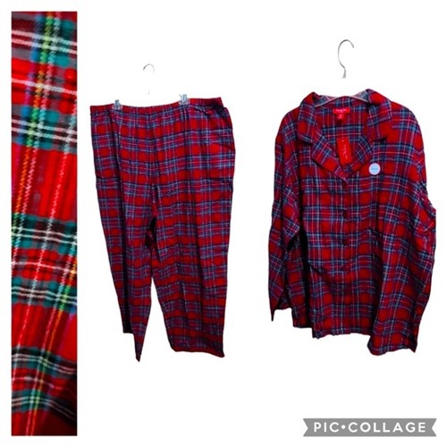 Red Plaid Pajama Button Down and Pant Set