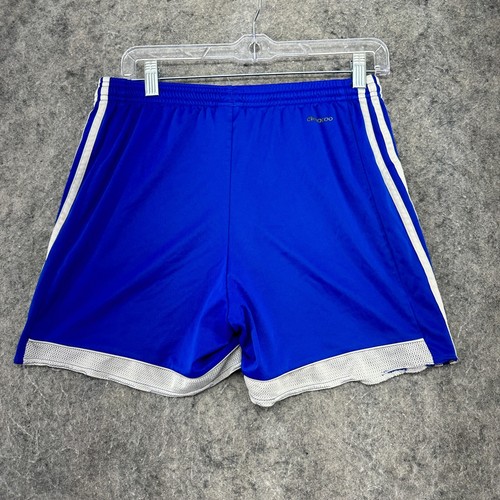 Adidas Shorts Boys Medium Blue White Stripe Logo Climacool Soccer Training - Picture 4 of 10