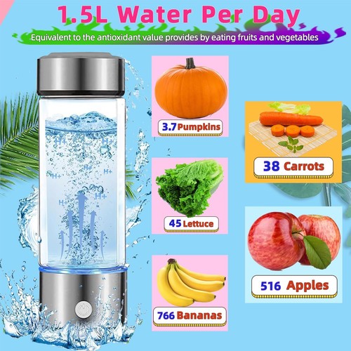 Portable Hydrogen Water Ionizer Machine Rechargeable Health Cup for Travel 420ml - Picture 10 of 23