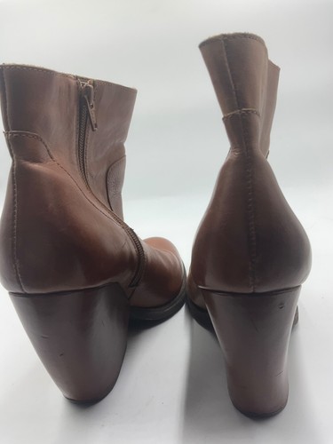 Kork Ease Womens Size 9.5M Brown Cognac Buttery Leather Wedge Ankle Boots Bootie - Picture 5 of 9