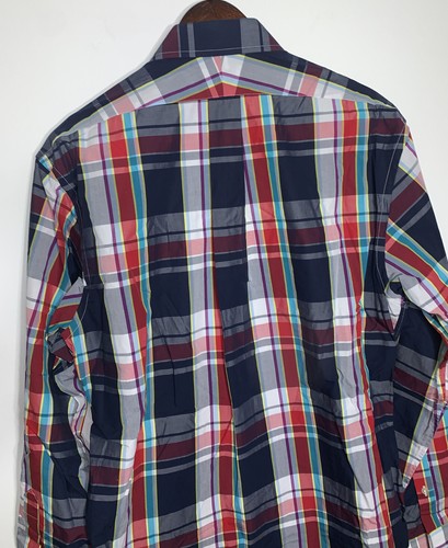 Camisa de vestir Lands' End para hombre cuello 151/2-33 con botones a cuadros azul rojo multicolor - Imagen 6 de 6