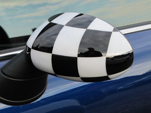 CALOTTE SPECCHIETTI CARENA BANDIERA A SCACCHI adatte per MINI ONE COOPER R50 R52 - Foto 3 di 6