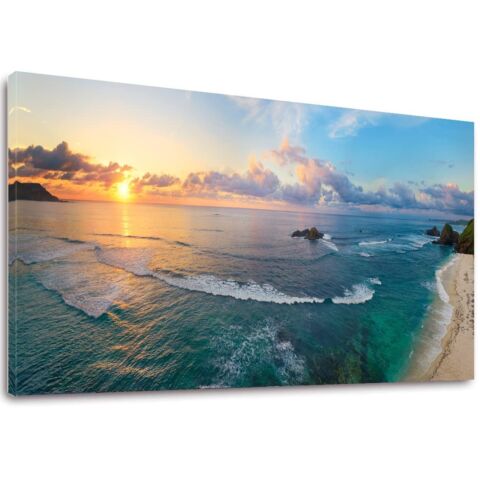Large Ocean Sea Waves Sunset Canvas Wall Art Landscape Artwork Canvas Print F...
