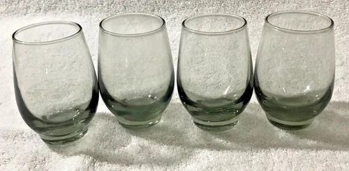 Set Of 4 Vintage Libbey Glass 6 Oz. SMOKE Juice Tempo Roly Poly Glasses