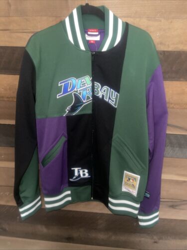 Tampa Bay Rays Tricot Track Jacket Mens Size 44 Large Mitchell & Ness MLB