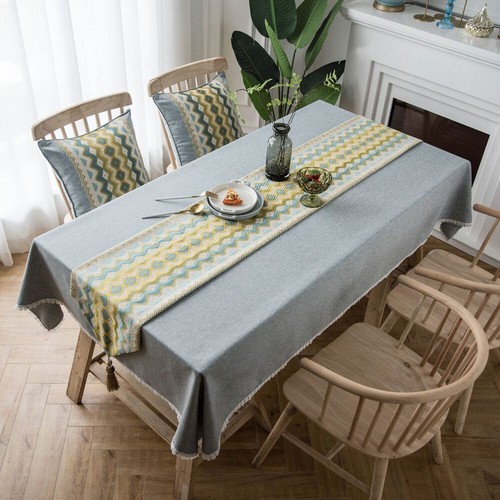 Luxury Print Formal Table Runner Bed Flag Tablecloth Rectangle Home Decor Tassel - Picture 3 of 35