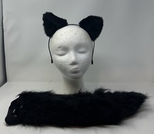 Faux Fur Fox Wolf Ears Headband Furry Tail Hairband Cosplay Costume Fancy Dress