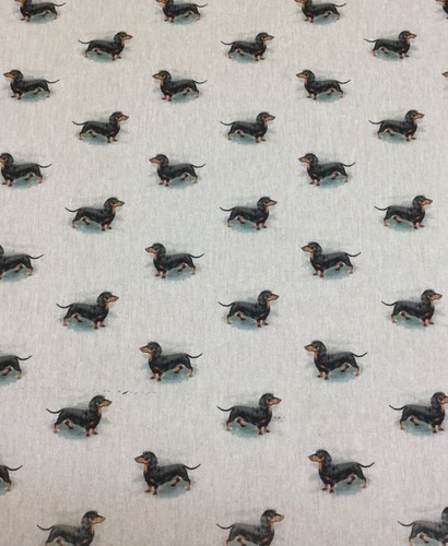 Chatham GlyN Daschund  Dogs ,Linen Look Fabric for Curtain/ Upholstery/Cushions - Picture 3 of 4