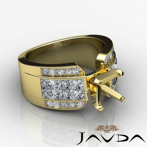 Round & Princess Pave Diamond  Engagement Invisible Set Ring 14k Gold 1.14Ctw. - Picture 6 of 24