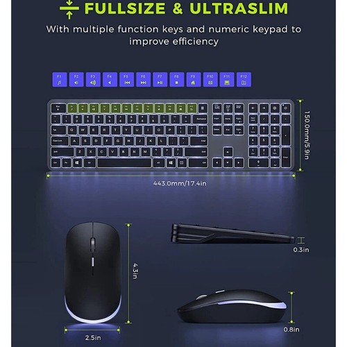 Wireless Keyboard and Mouse Combo 2.4G USB Silent Backlit Keyboard and Mouse - Picture 6 of 21