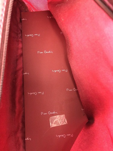 Vtg 80?s Pierre Cardin Paris New York Burgundy Travel Shoulder Carry Bag Nylon - Picture 9 of 9