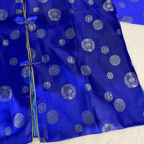 Chinese MEN'S KIMONO Blue Gold Trim - Picture 5 of 13