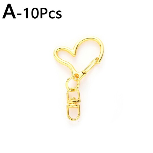 10pcs Heart Shape Metal Swivel Lobster Clasp Snap Hooks DIY Key Ring Buckle - Picture 14 of 17