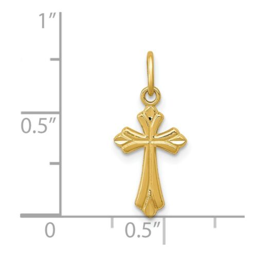 Real 14kt Yellow Gold Polished Diamond Cut Small Cross Charm - Picture 3 of 6