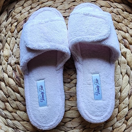 Vanity Fair Pink Women's Slippers Size 9.5/10.5 Adjustable Hook & Loop Closure